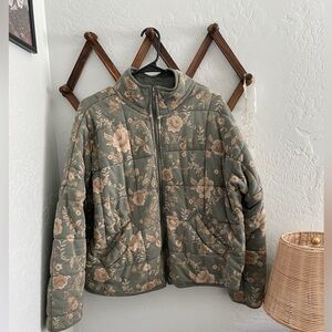 Forever 21 Floral Quilted Bomber Jacket